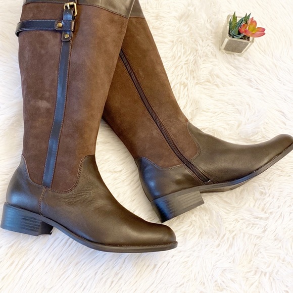 NEW $189 EASY SPIRIT | Domina Brown faux Leather Suede Riding Western Boots 6.5 - Picture 6 of 11